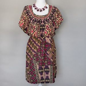 Oleg Cassini peasant style flutter sleeve dress